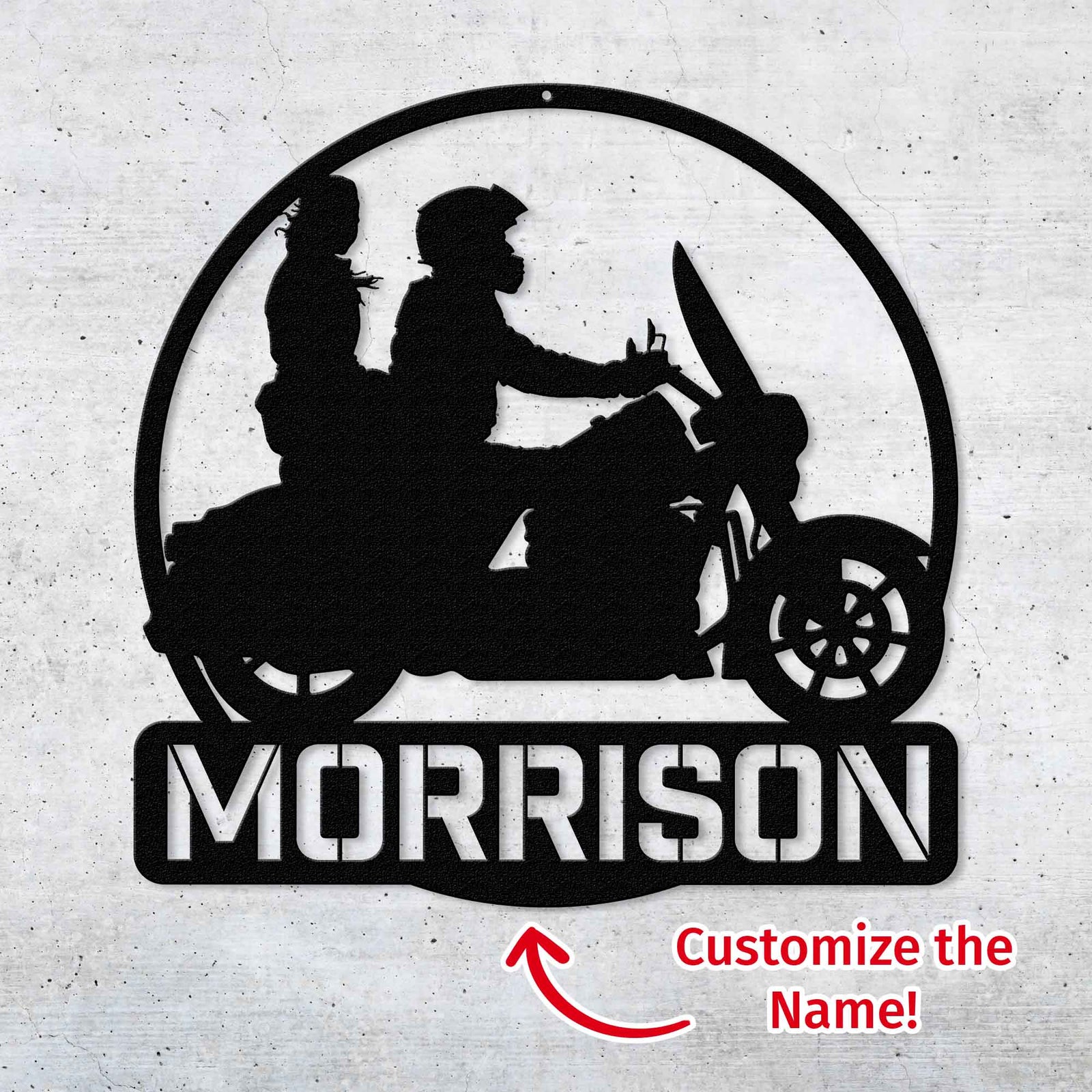 Harley Road King Couple - Personalized Metal Wall Art