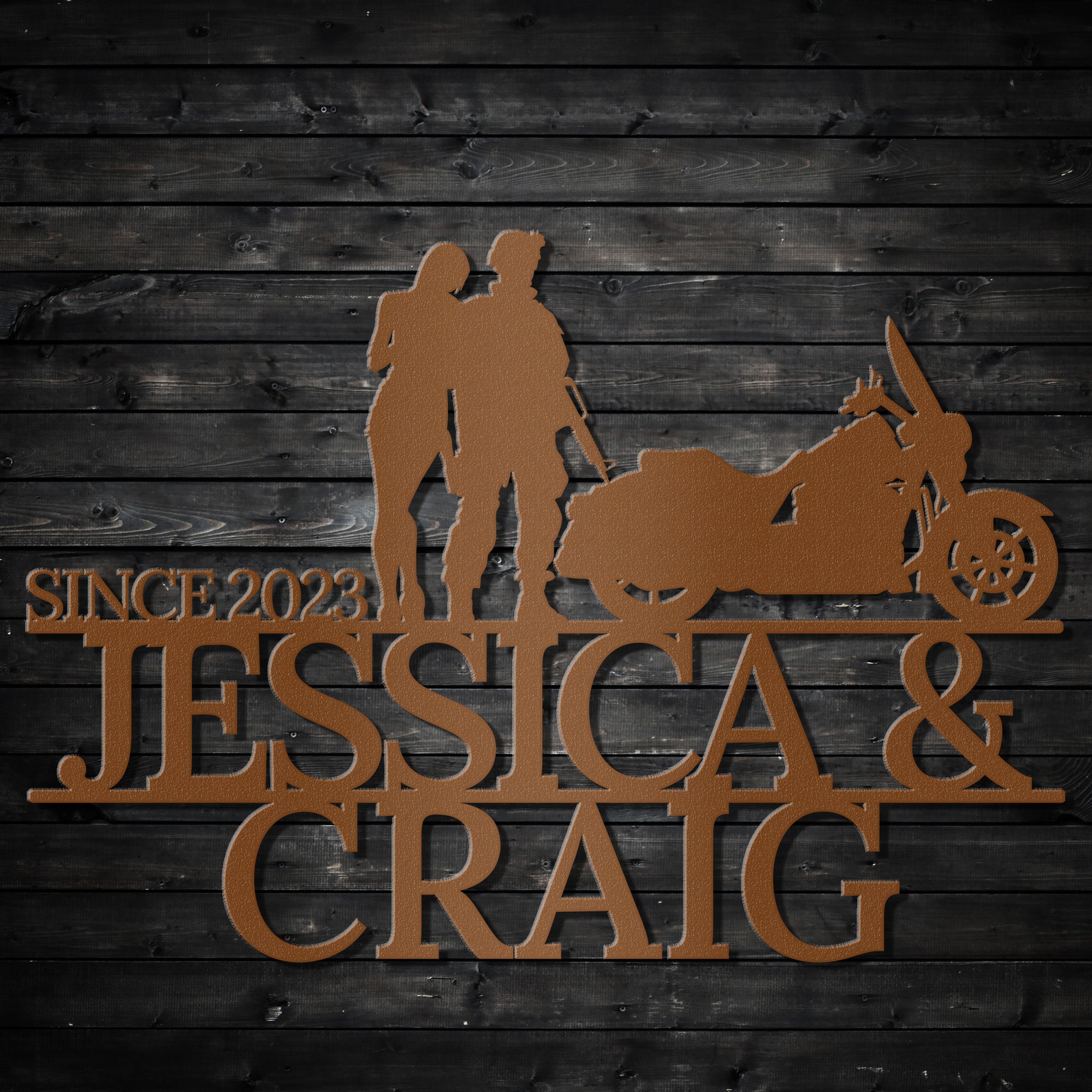 Combat Cruiser Couple: Personalized Metal Wall Art