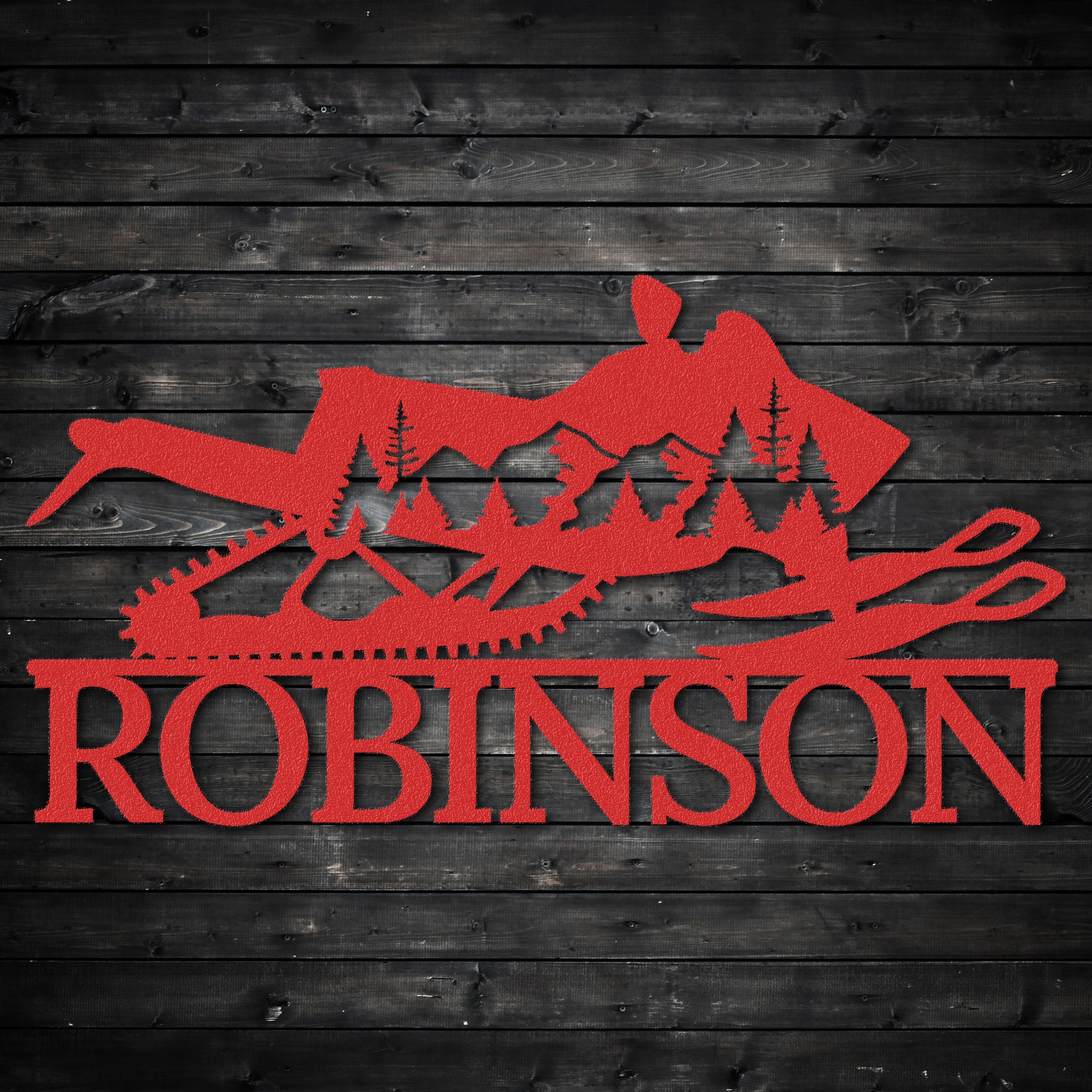 a red sign that says robinson on it