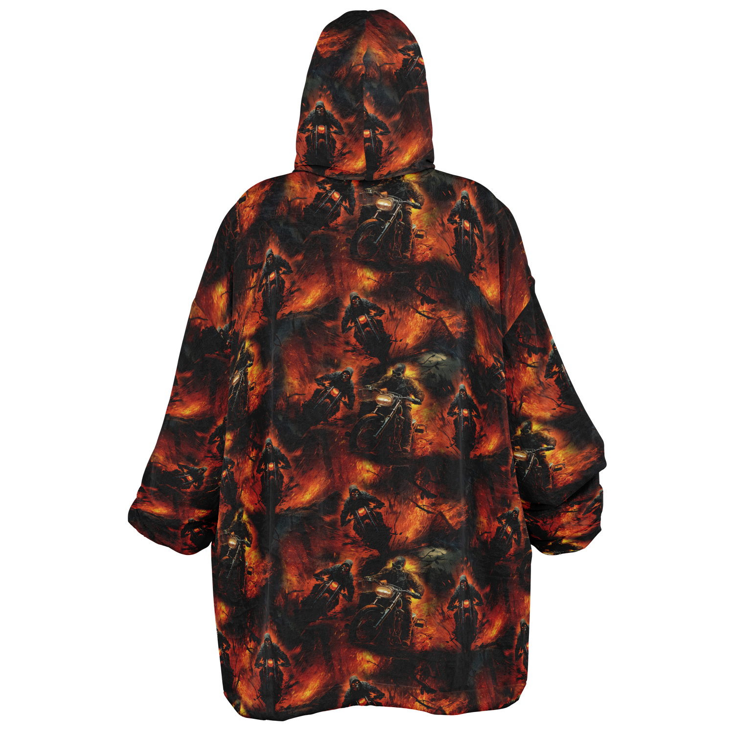 'Flaming Skull Biker' Snug Hoodie