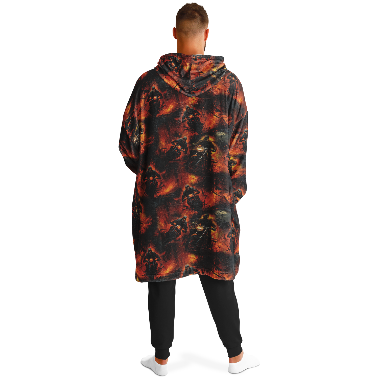 'Flaming Skull Biker' Snug Hoodie