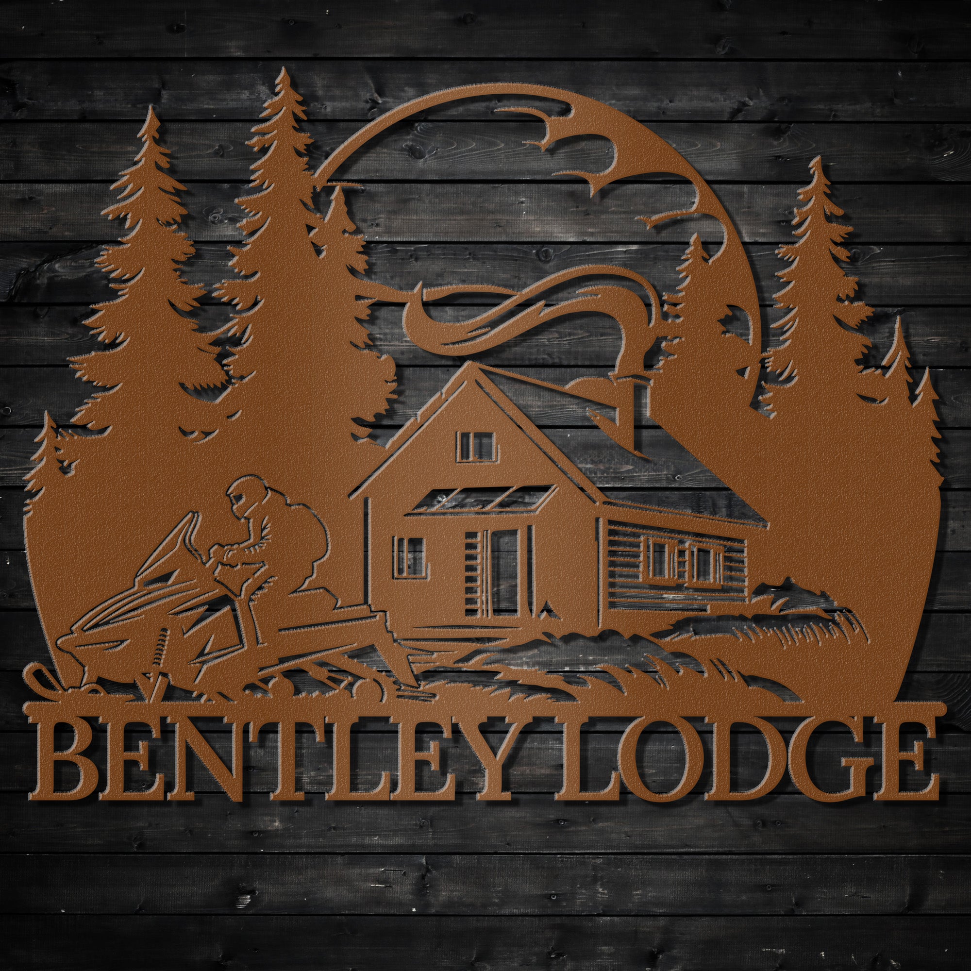 a sign that says bentley lodge on a wooden wall