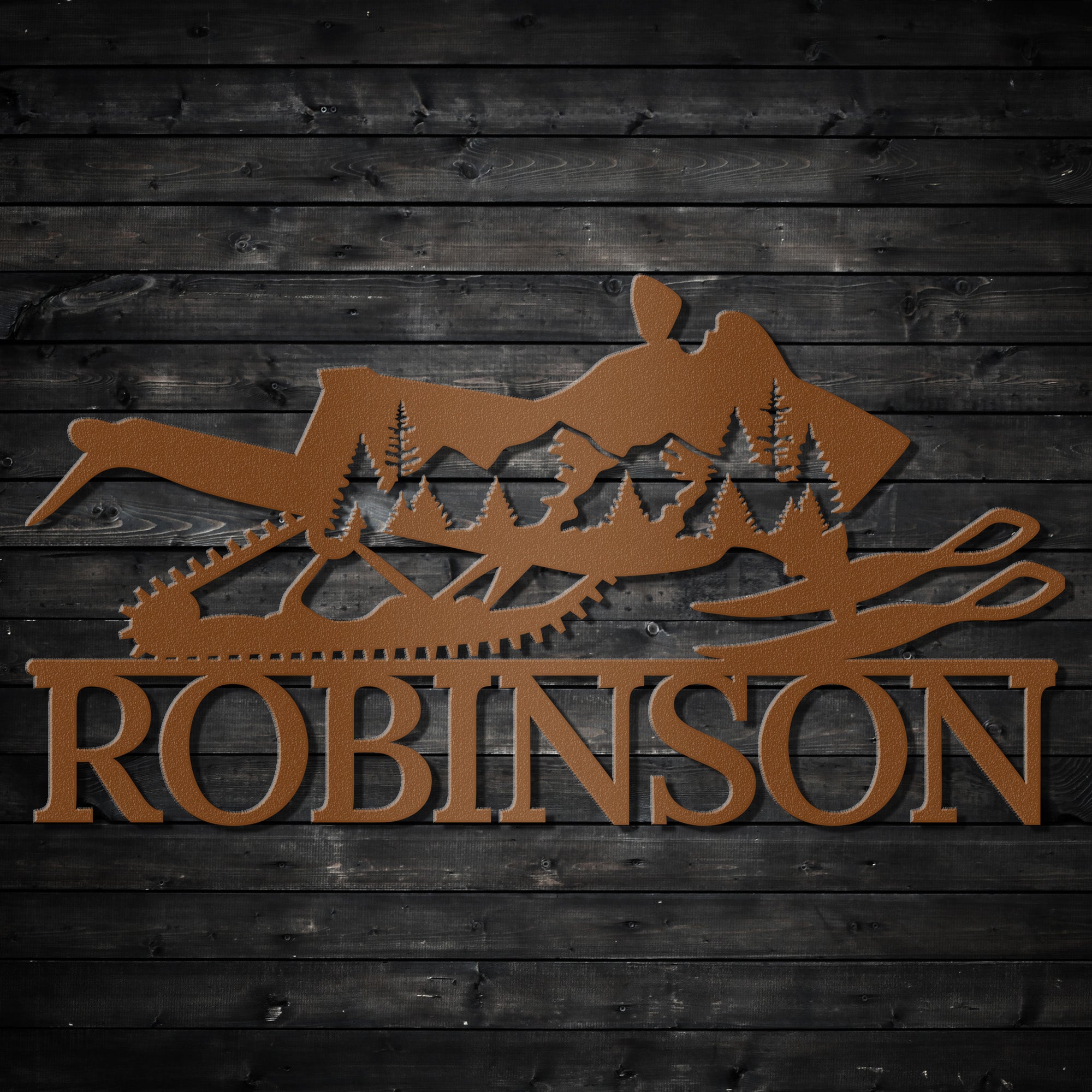 a metal sign that says robinson on it