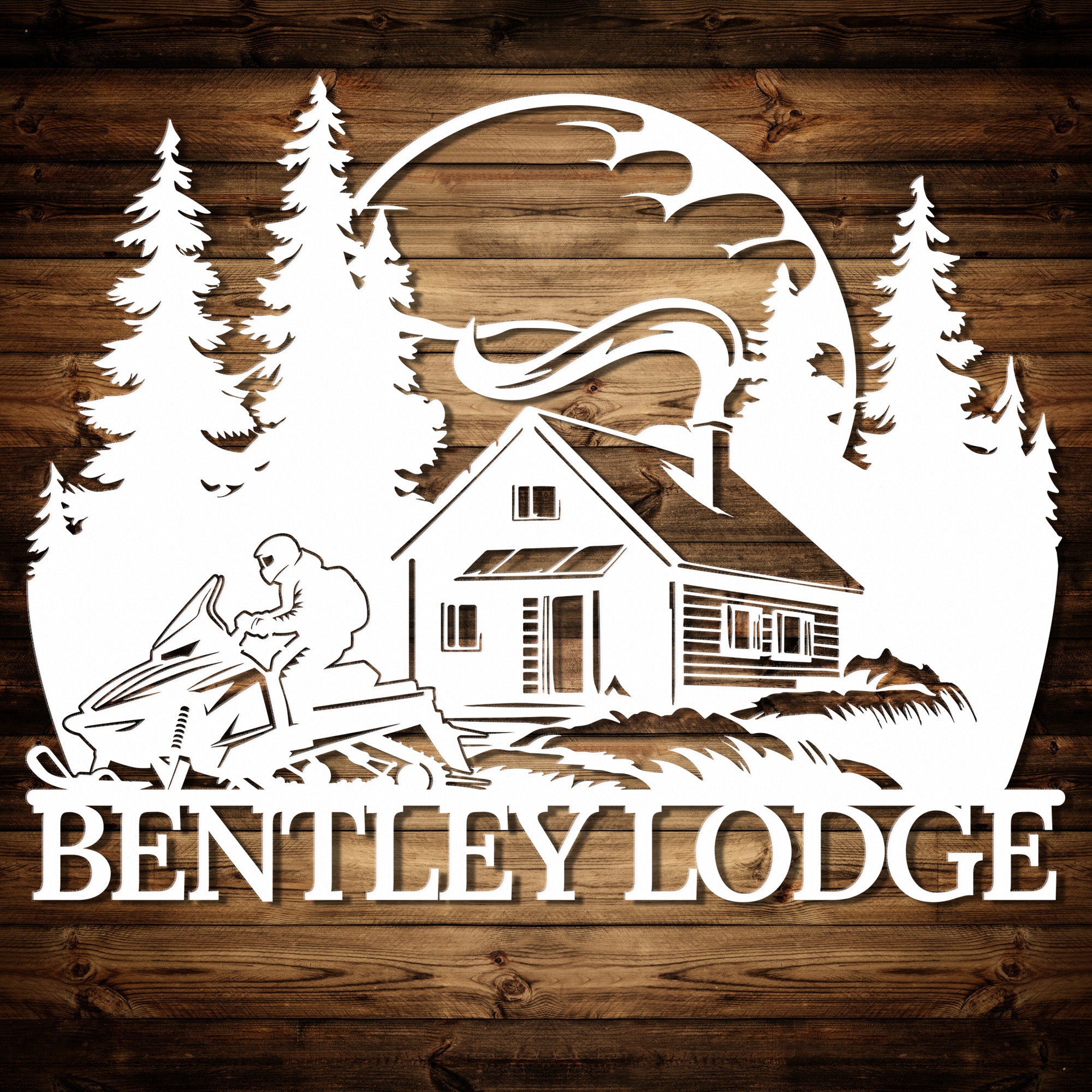 a sign that says bentley lodge on a wooden background