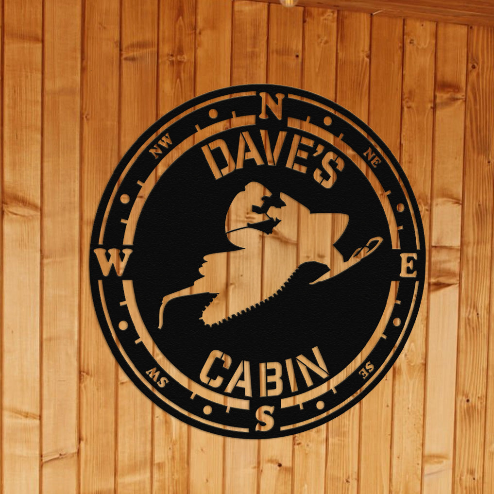 a wood paneled wall with a sign that says dave's cabin