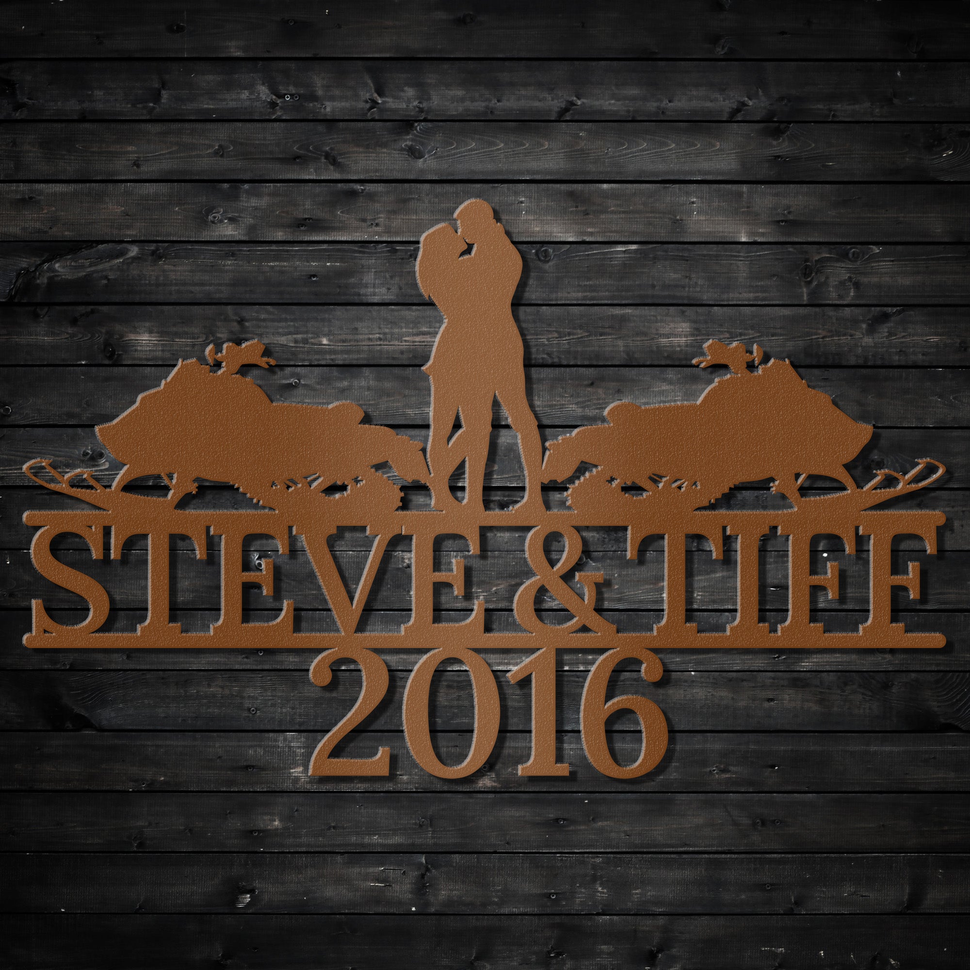 a wooden sign that says steve and tie 2016