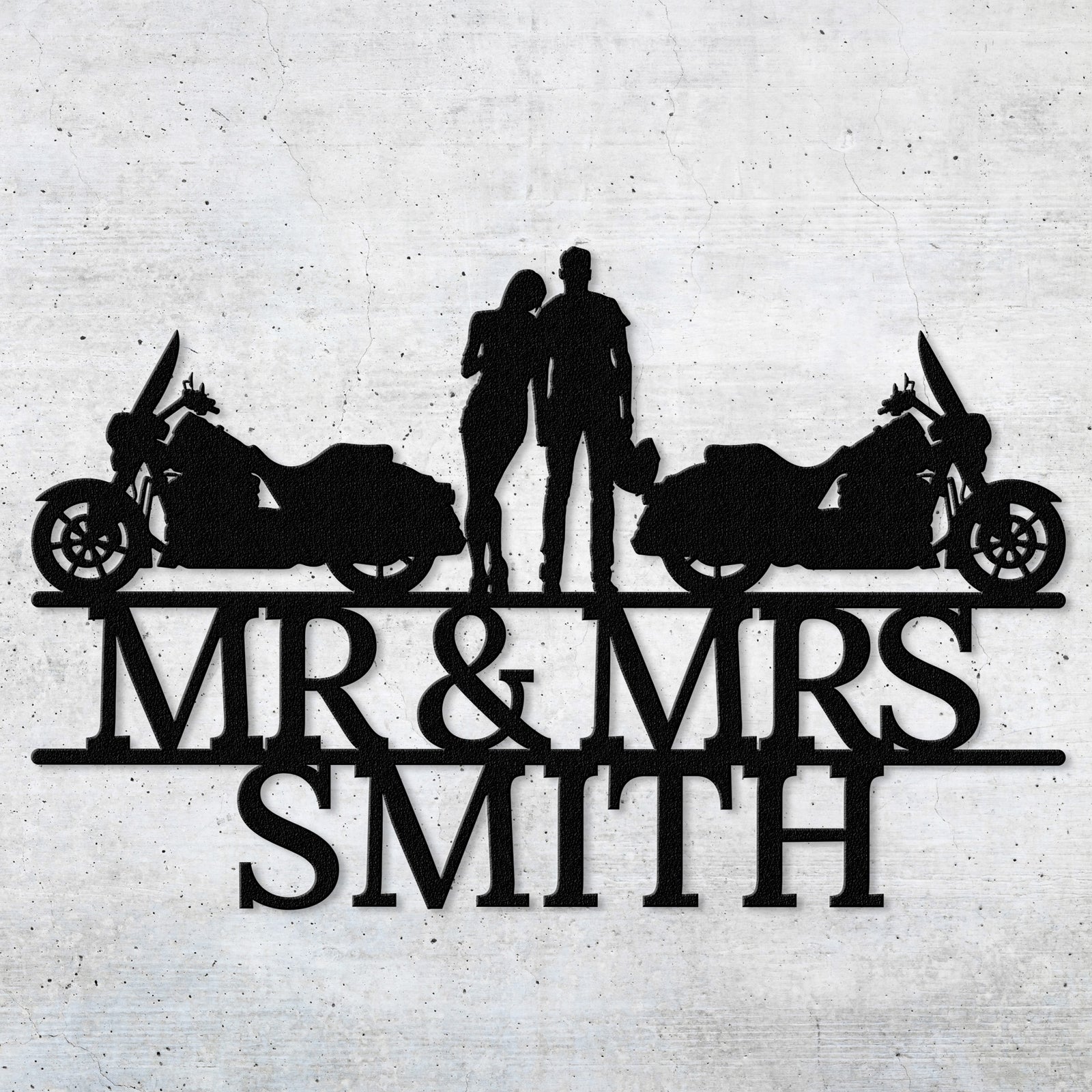 a silhouette of a man and a woman standing next to a motorcycle