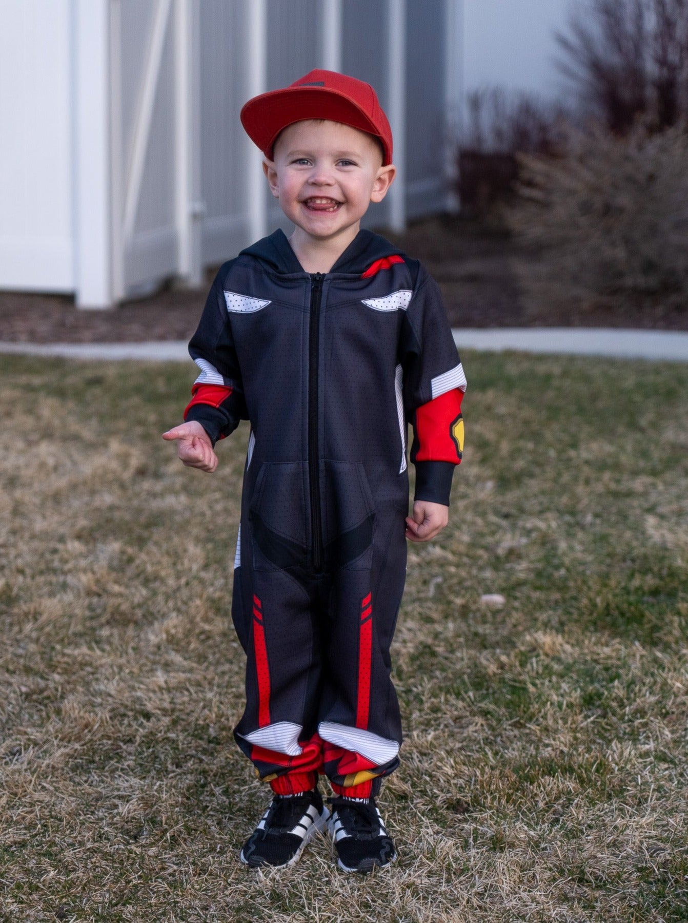 Black and Red Super Sport Jumpsuit - Kids