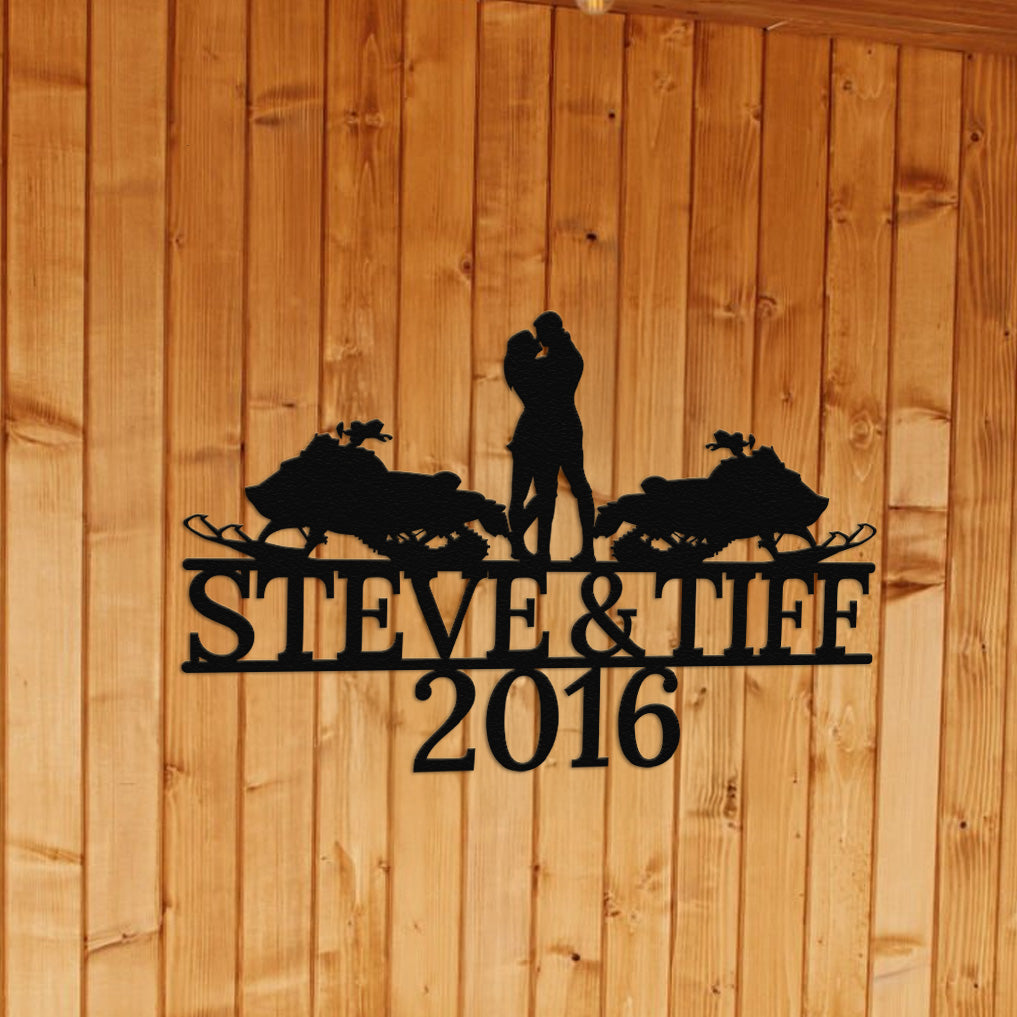 a wooden wall with a metal sign that says steve and tie