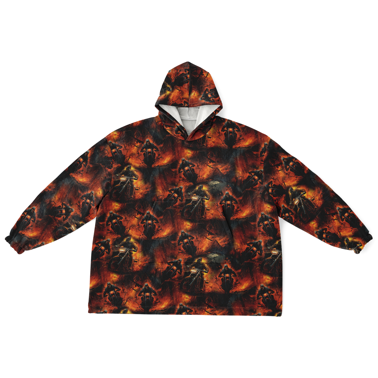 'Flaming Skull Biker' Snug Hoodie