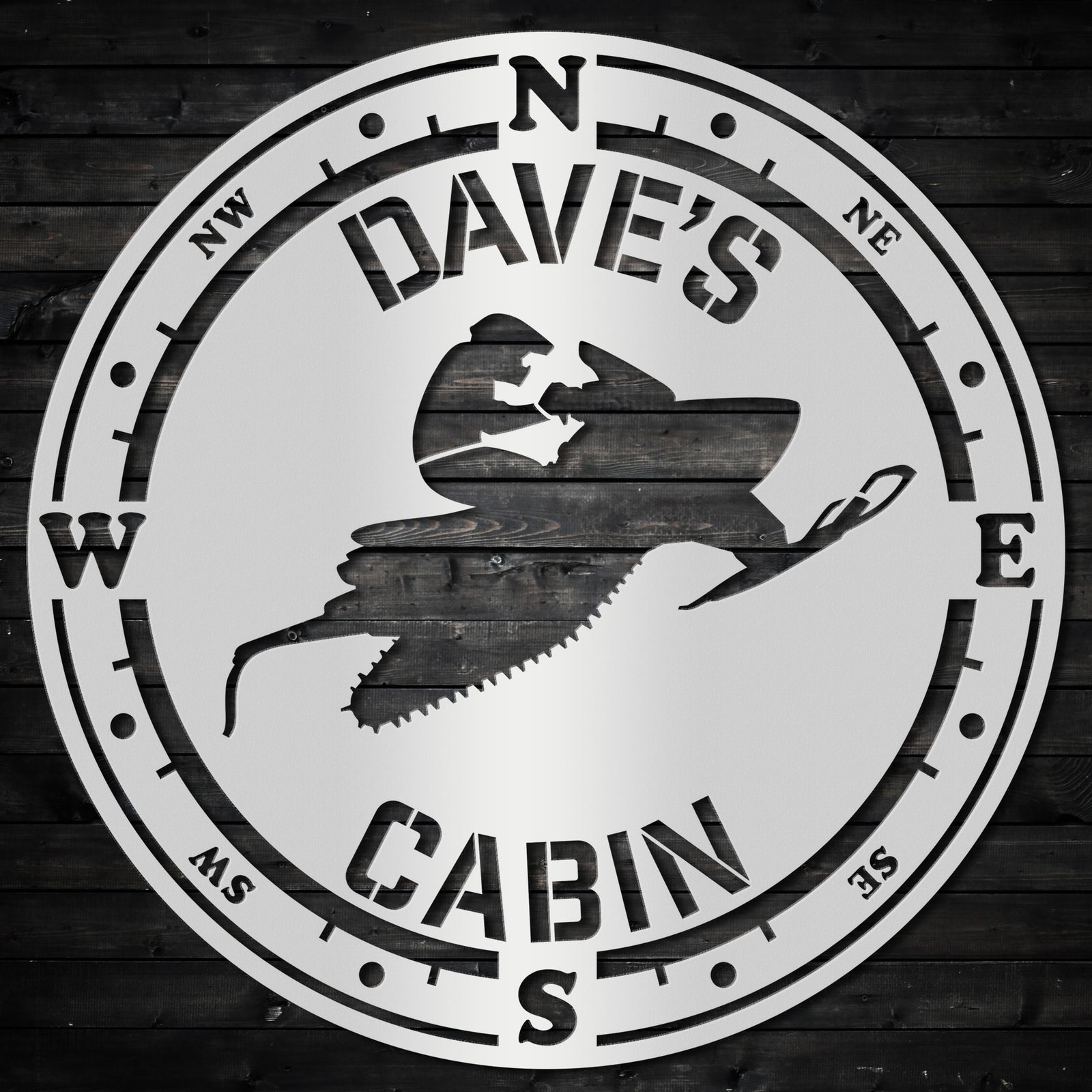 a white sign with a black and white image of a man on a motorcycle