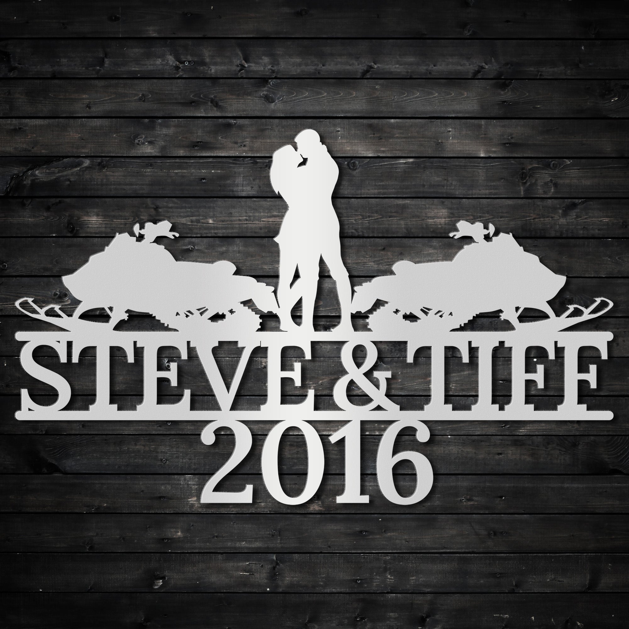 a wooden sign that says steve and tie 2016