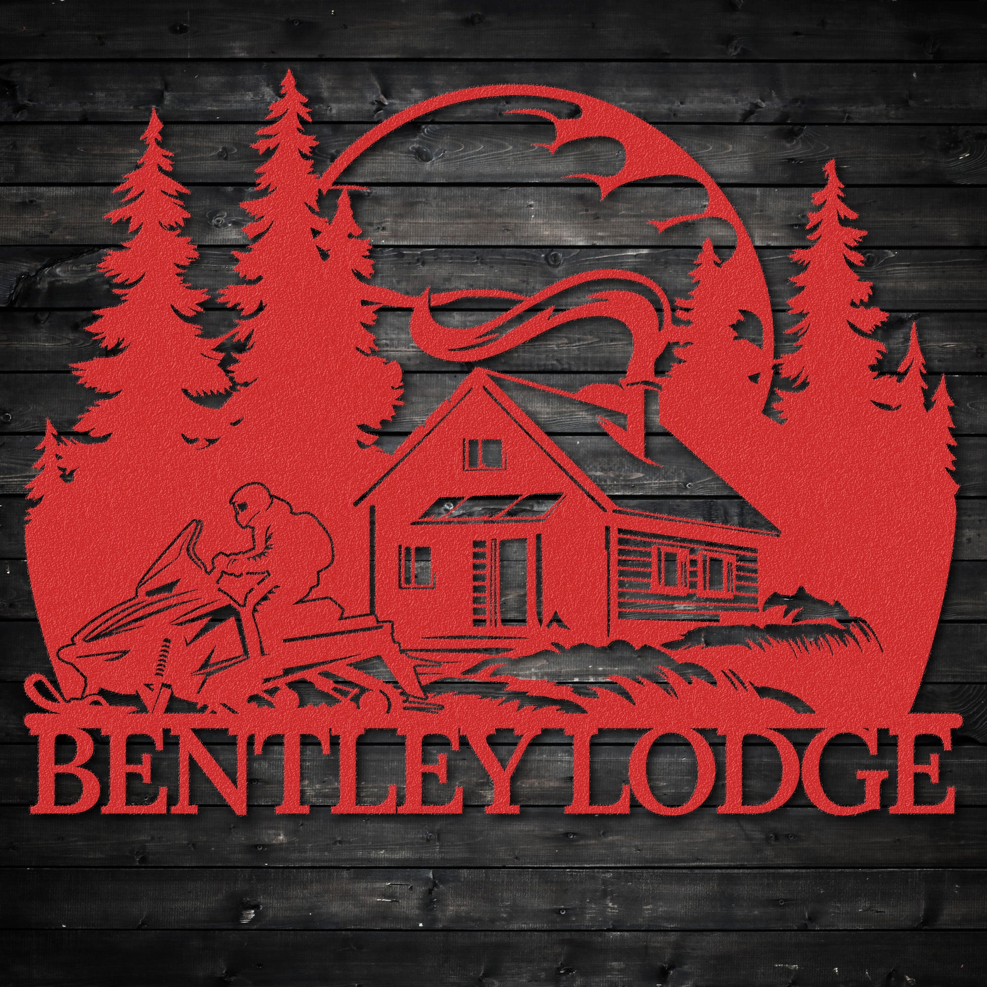 a red sign that says bentley lodge on it