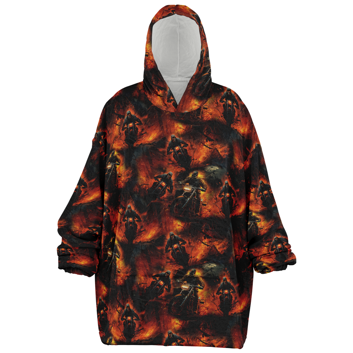 &#39;Flaming Skull Biker&#39; Snug Hoodie