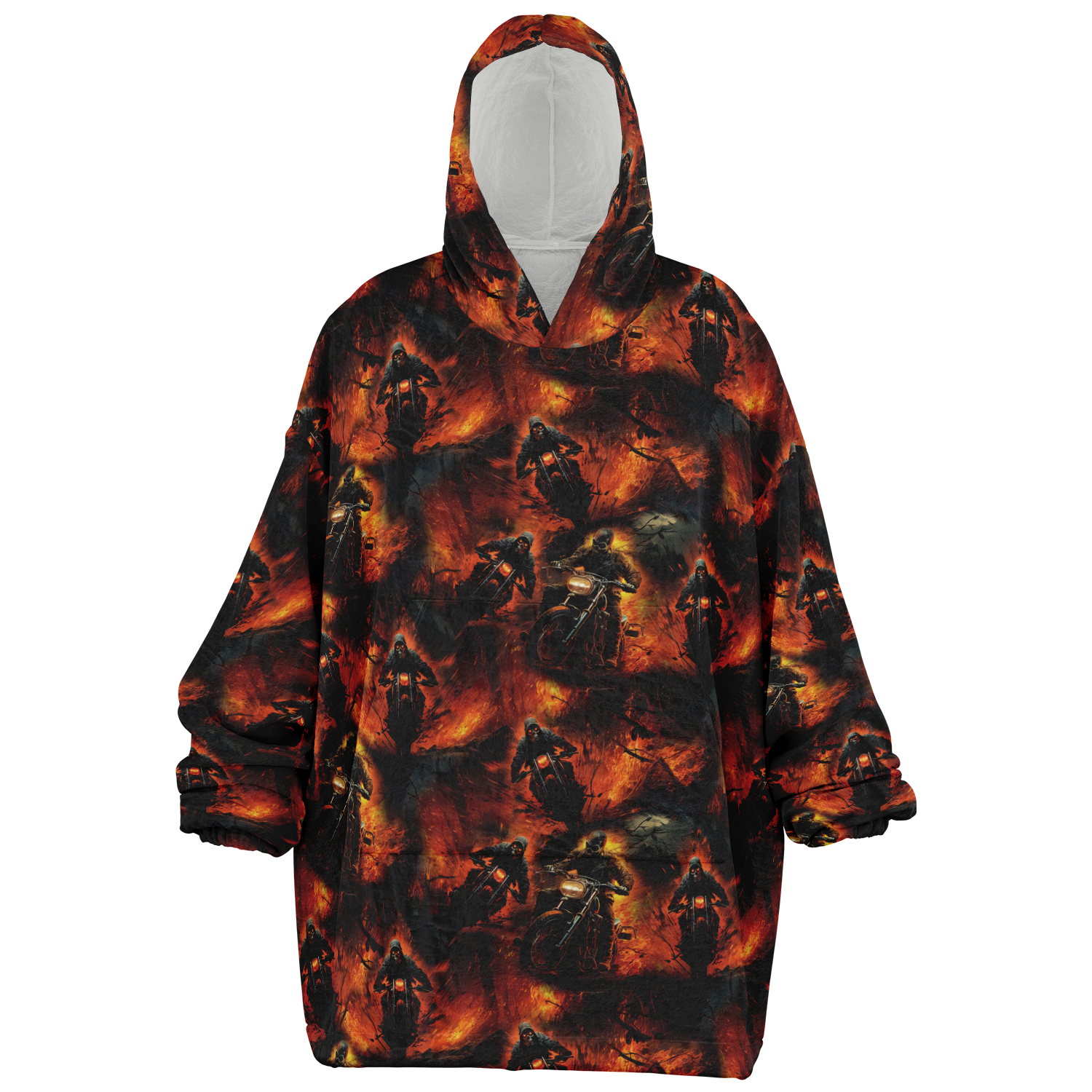 'Flaming Skull Biker' Snug Hoodie