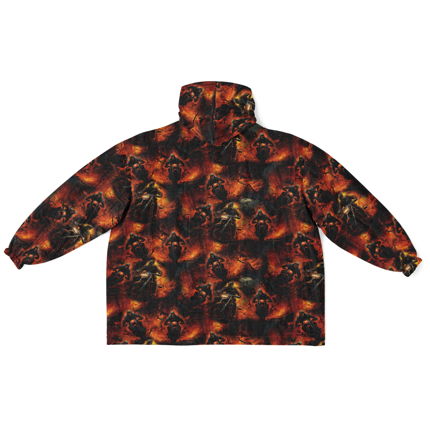 'Flaming Skull Biker' Snug Hoodie