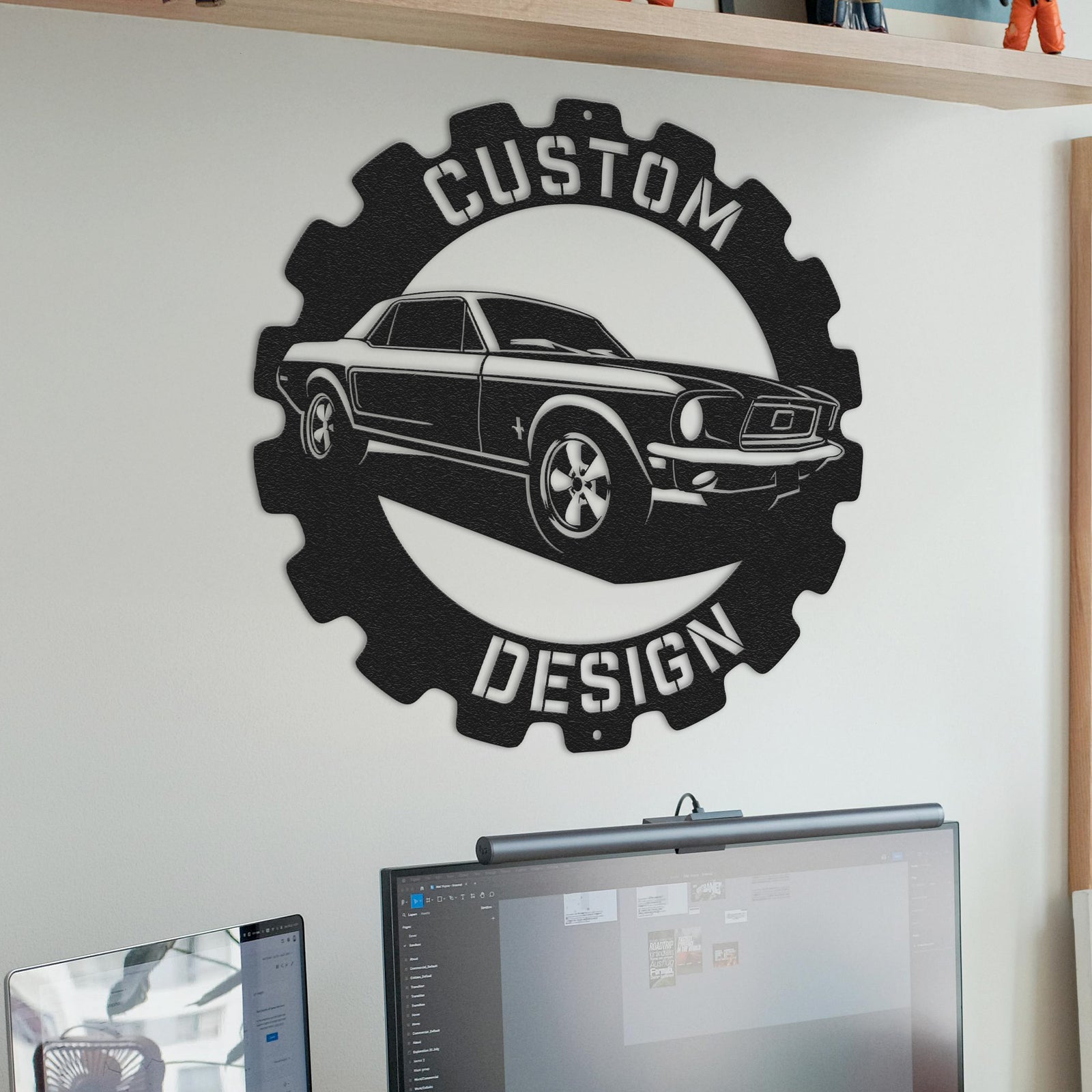 a computer monitor sitting on top of a desk