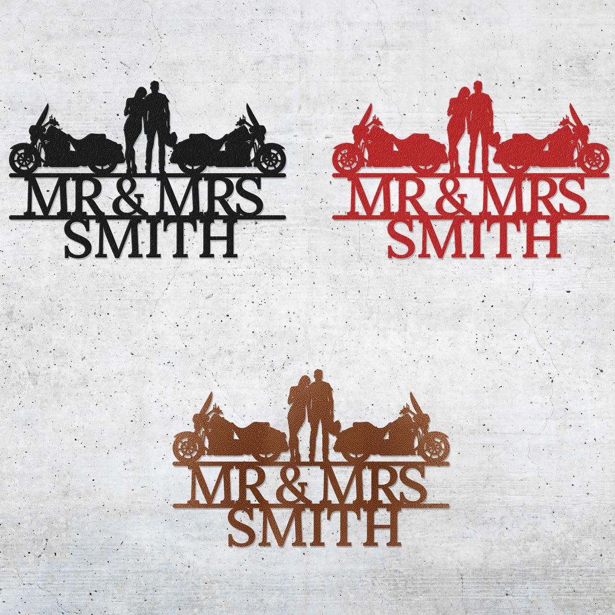 a couple of people standing next to a motorcycle