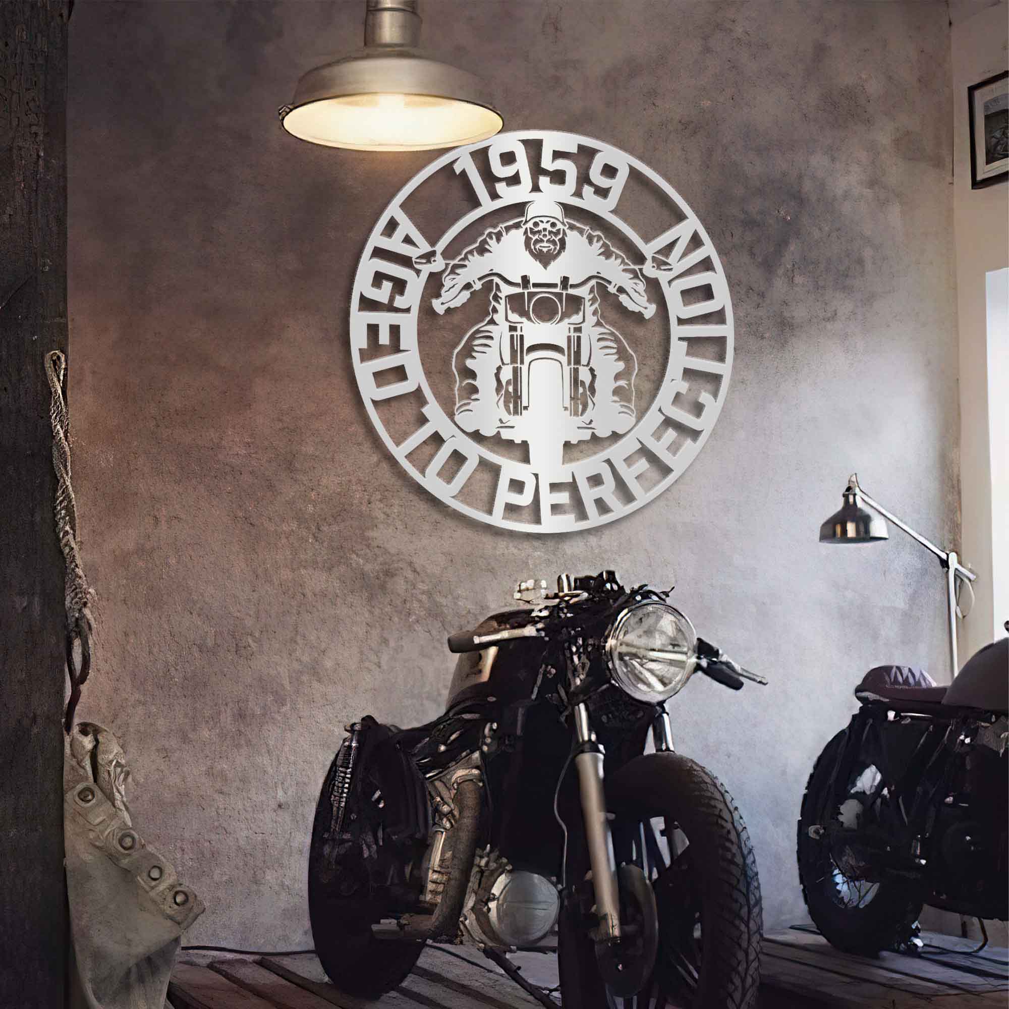 Biker Aged to Perfection - Personalized Metal Wall Art