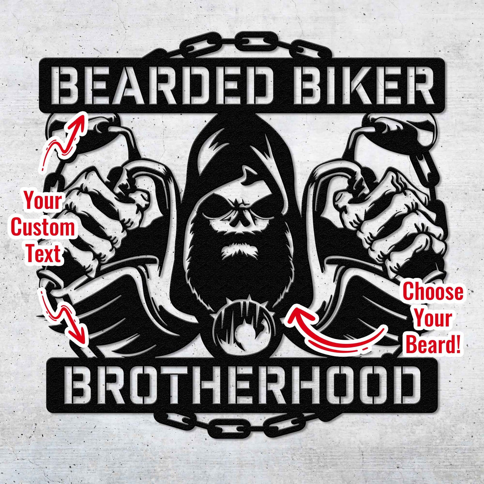 Bearded Biker - Personalized Metal Wall Art Metal Art - Throttle Mania