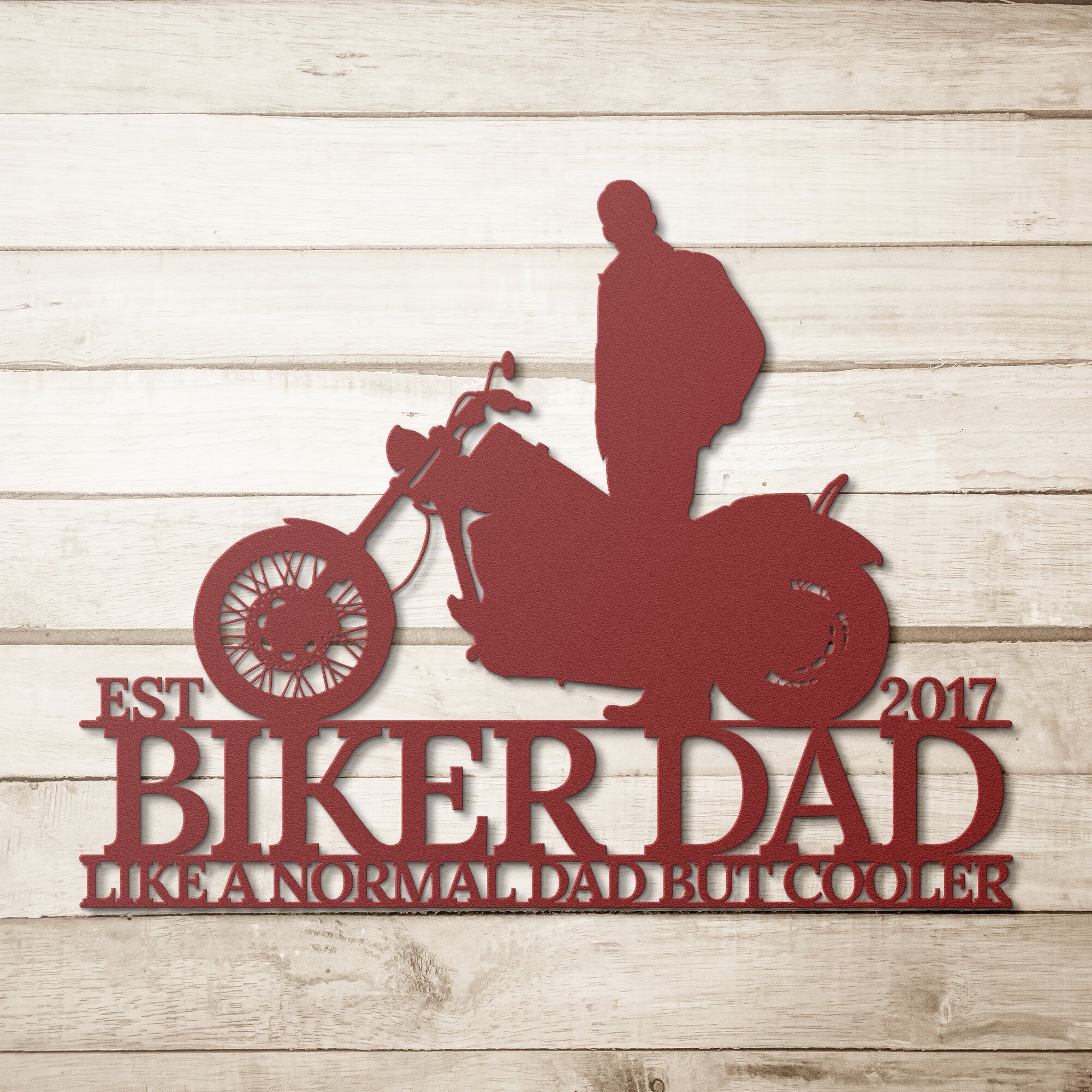Biker Dad Cooler Than Normal Dad - Personalized Metal Wall Art Metal Art - Throttle Mania