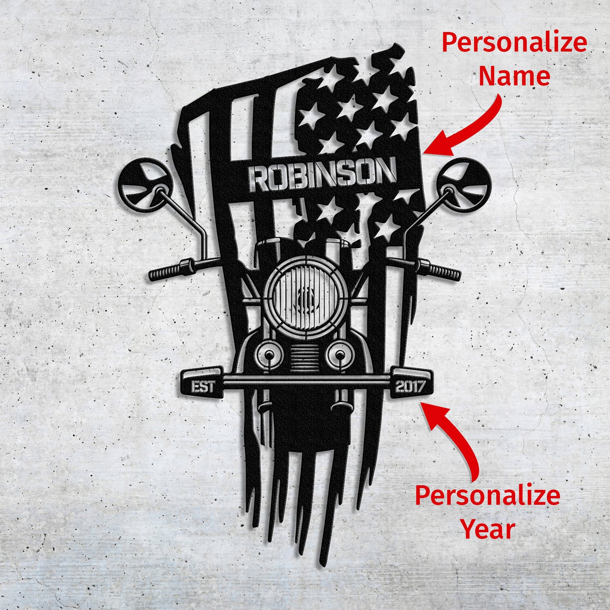 Classic American Biker - Personalized Metal Wall Art Metal Art - Throttle Mania