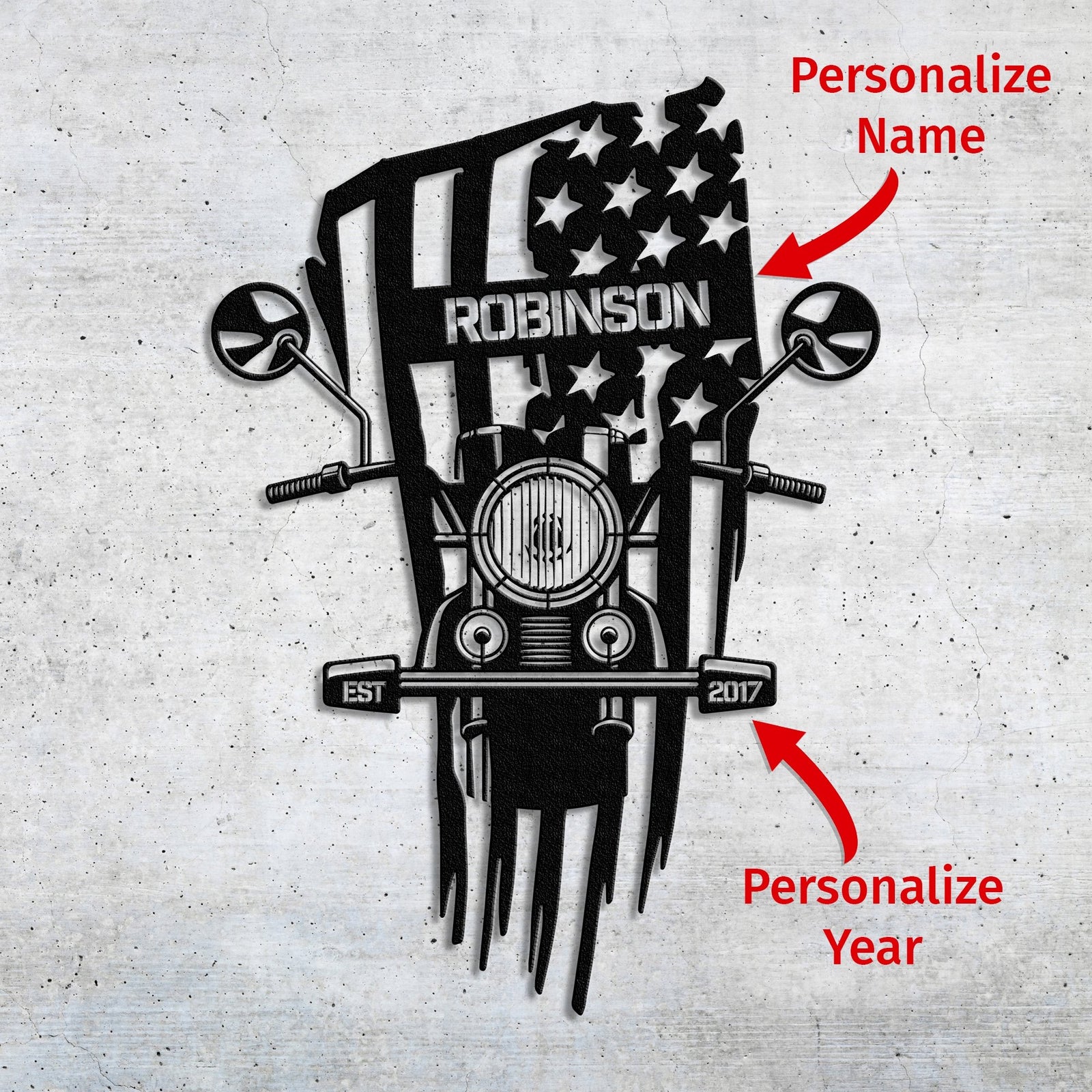 Classic American Biker - Personalized Metal Wall Art Metal Art - Throttle Mania