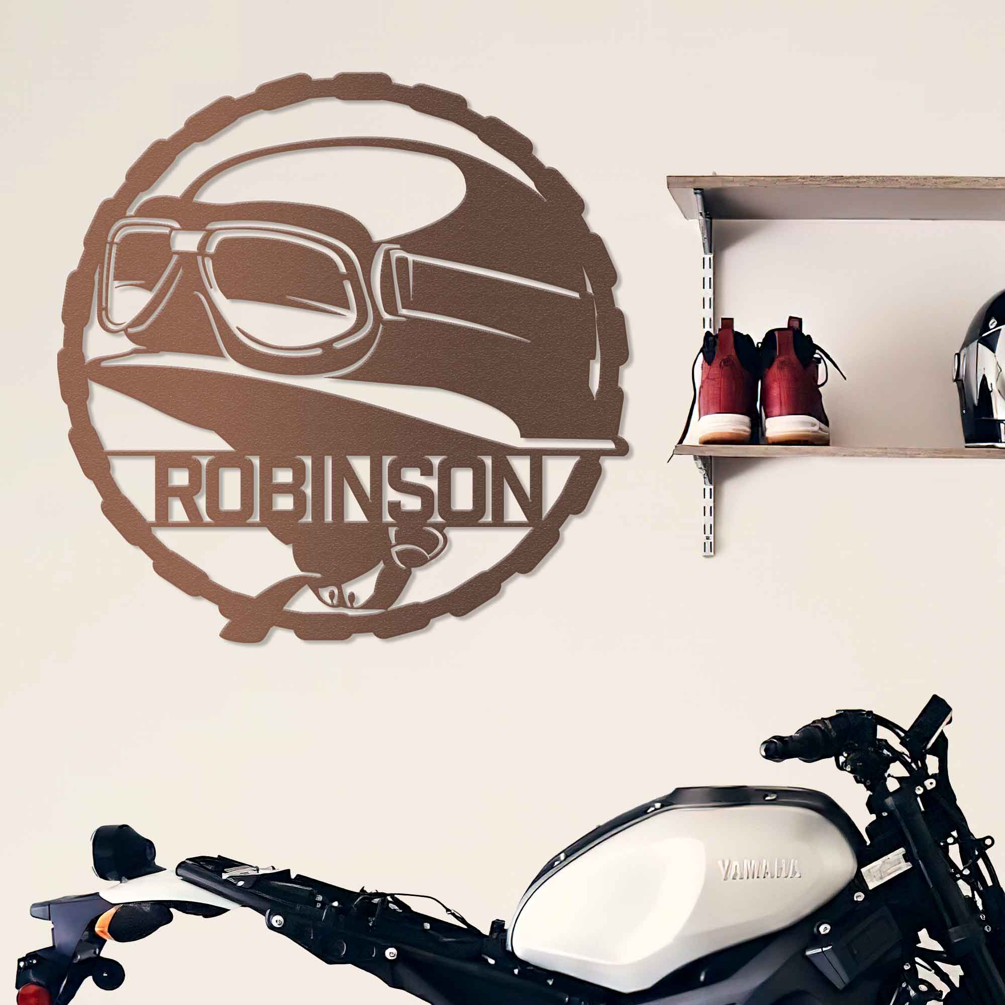 Classic Biker Helmet - Personalized Metal Wall Art Metal Art - Throttle Mania