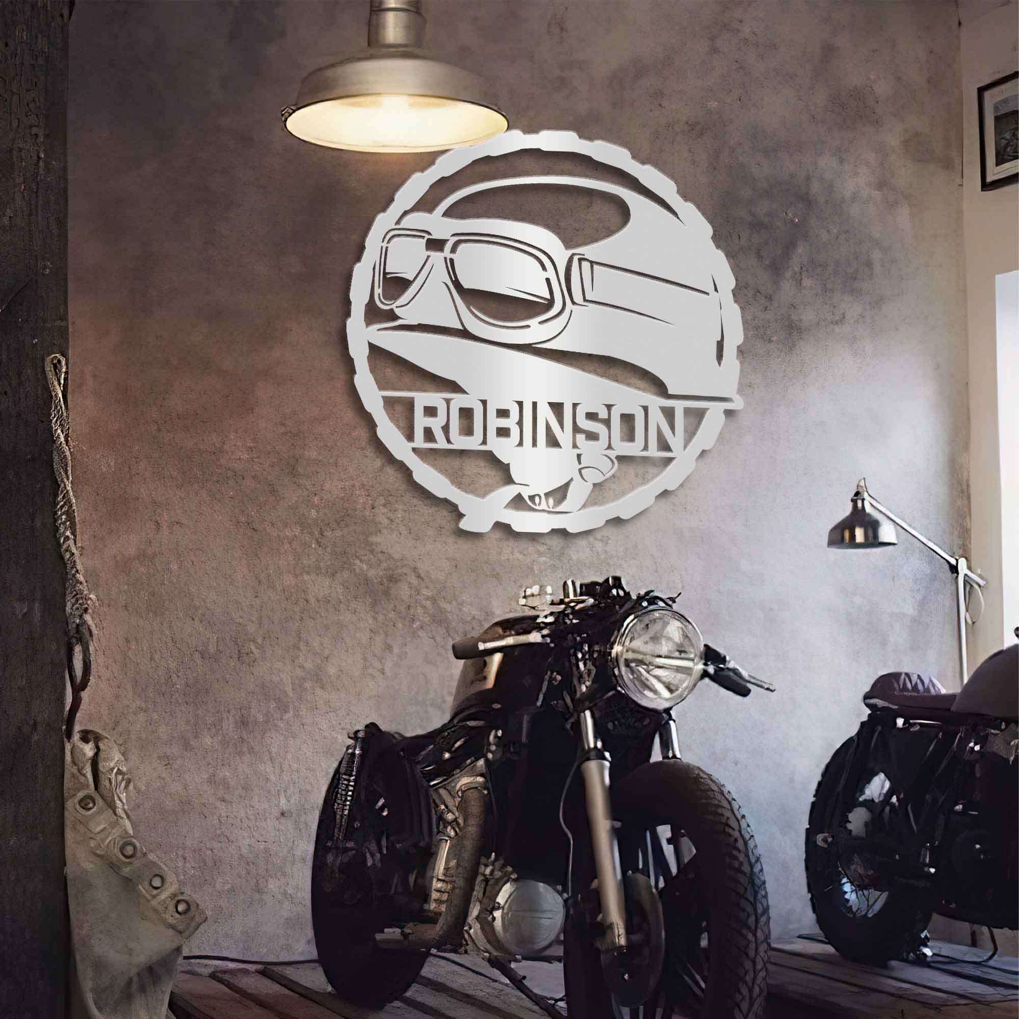 Classic Biker Helmet - Personalized Metal Wall Art Metal Art - Throttle Mania