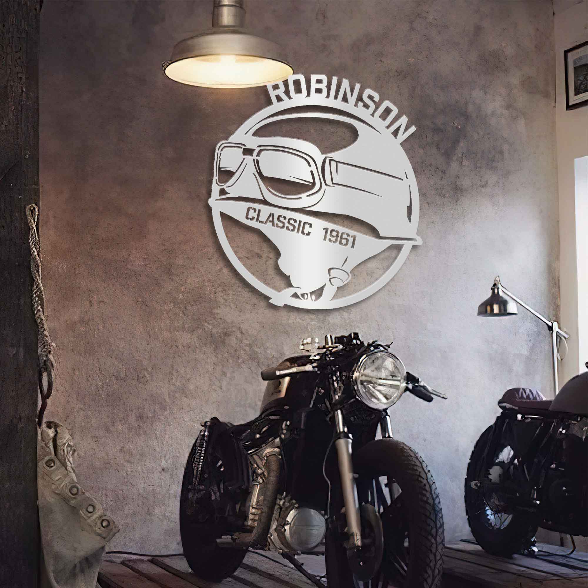 Classic Biker Helmet - Personalized Metal Wall Art Metal Art - Throttle Mania