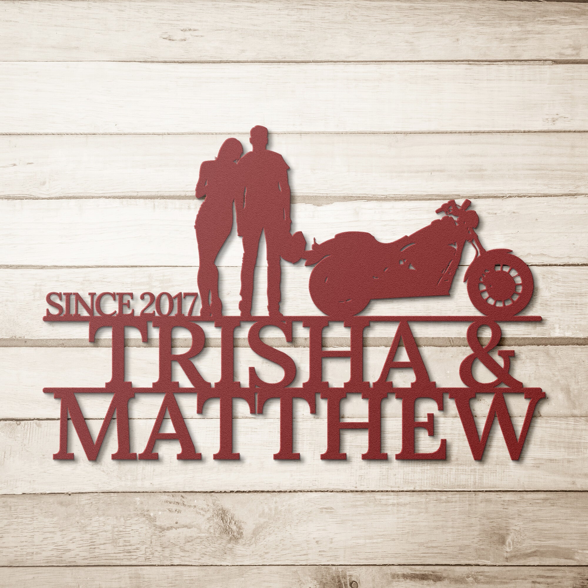 Classic Cruiser Biker Couple - Personalized Metal Wall Art Metal Art - Throttle Mania