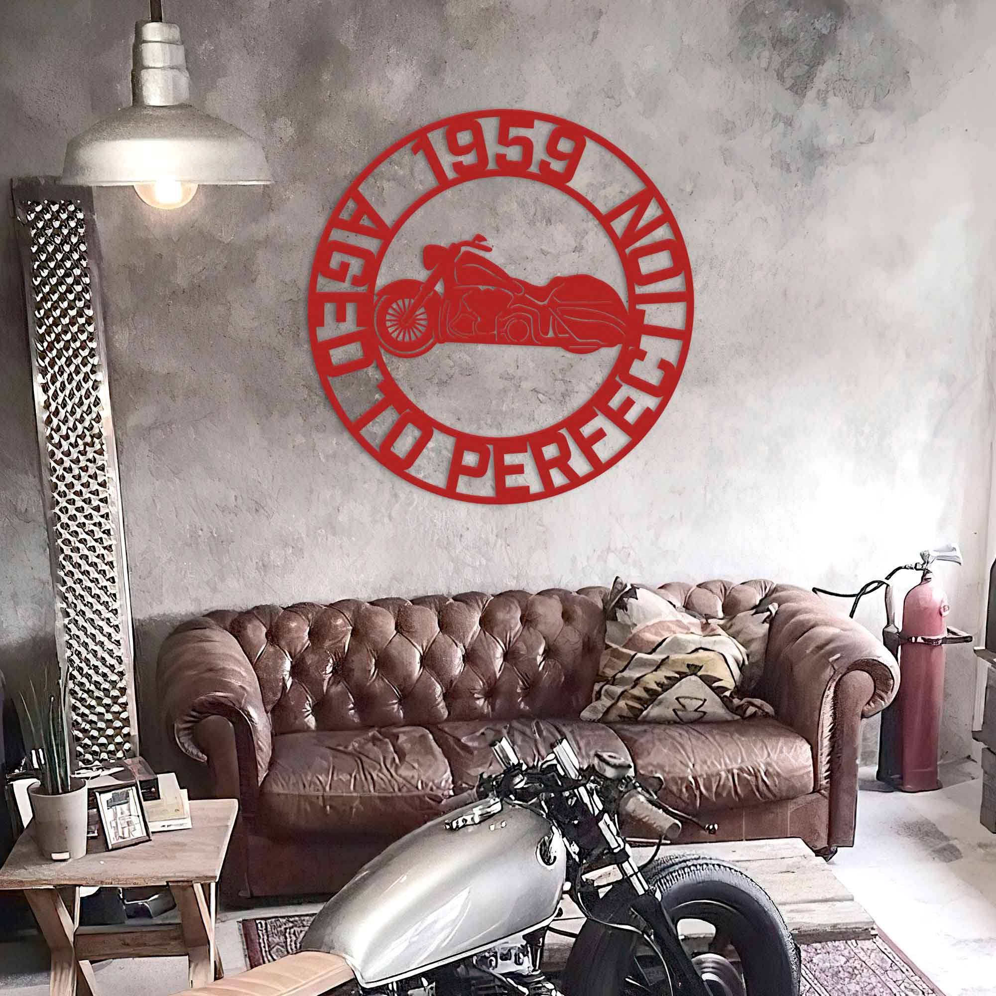 Classic Motorcycle Aged to Perfection - Personalized Metal Wall Art Metal Art - Throttle Mania