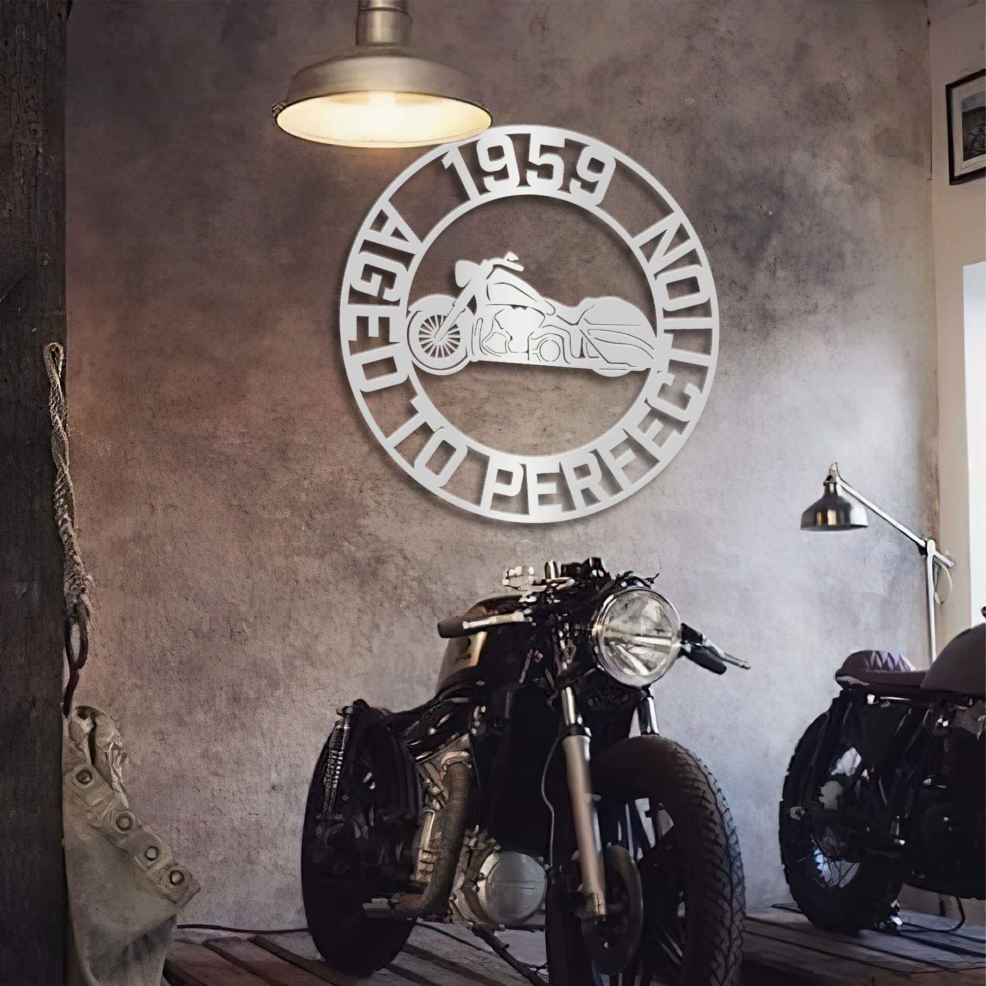Classic Motorcycle Aged to Perfection - Personalized Metal Wall Art Metal Art - Throttle Mania