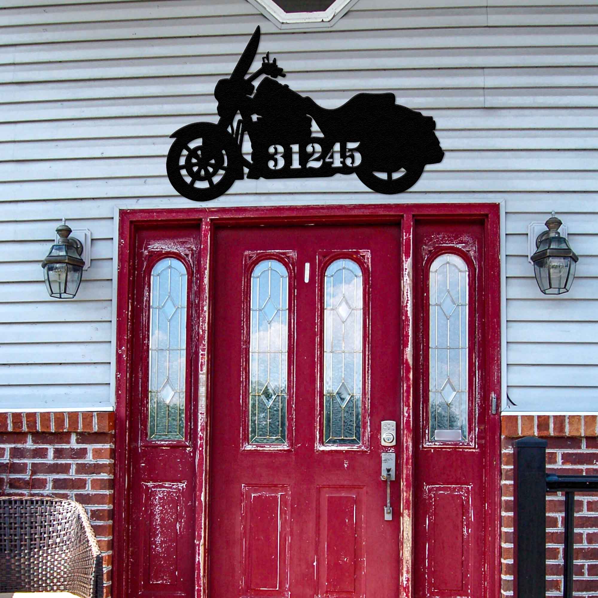 Classic Motorcycle - Personalized Metal Home Address Sign Metal Art - Throttle Mania