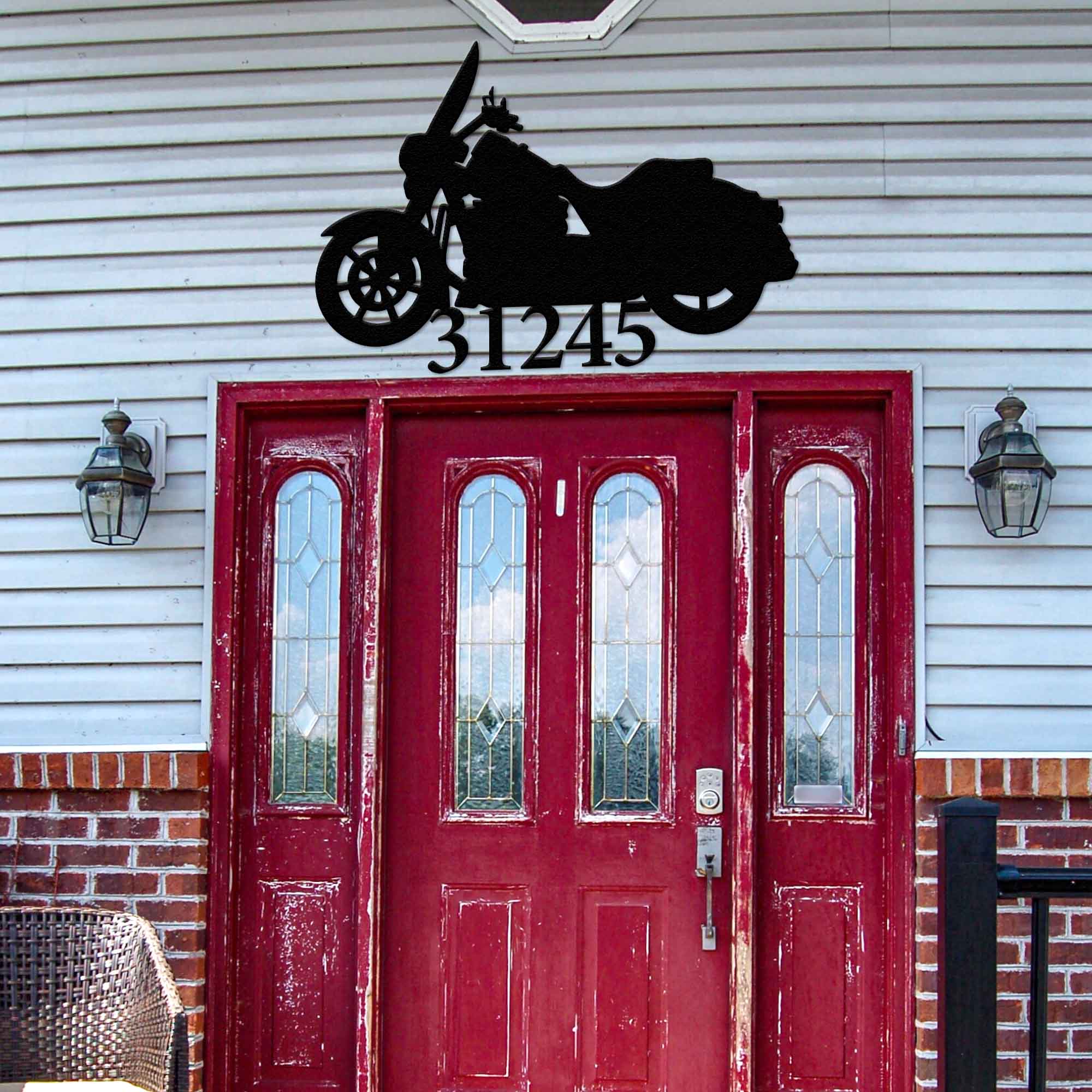 Classic Motorcycle - Personalized Metal Home Address Sign Metal Art - Throttle Mania