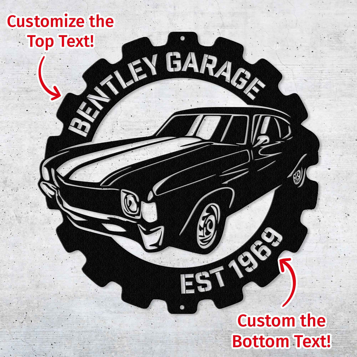 Classic Muscle Car Garage Sign - Personalized Metal Wall Art Metal Art - Throttle Mania