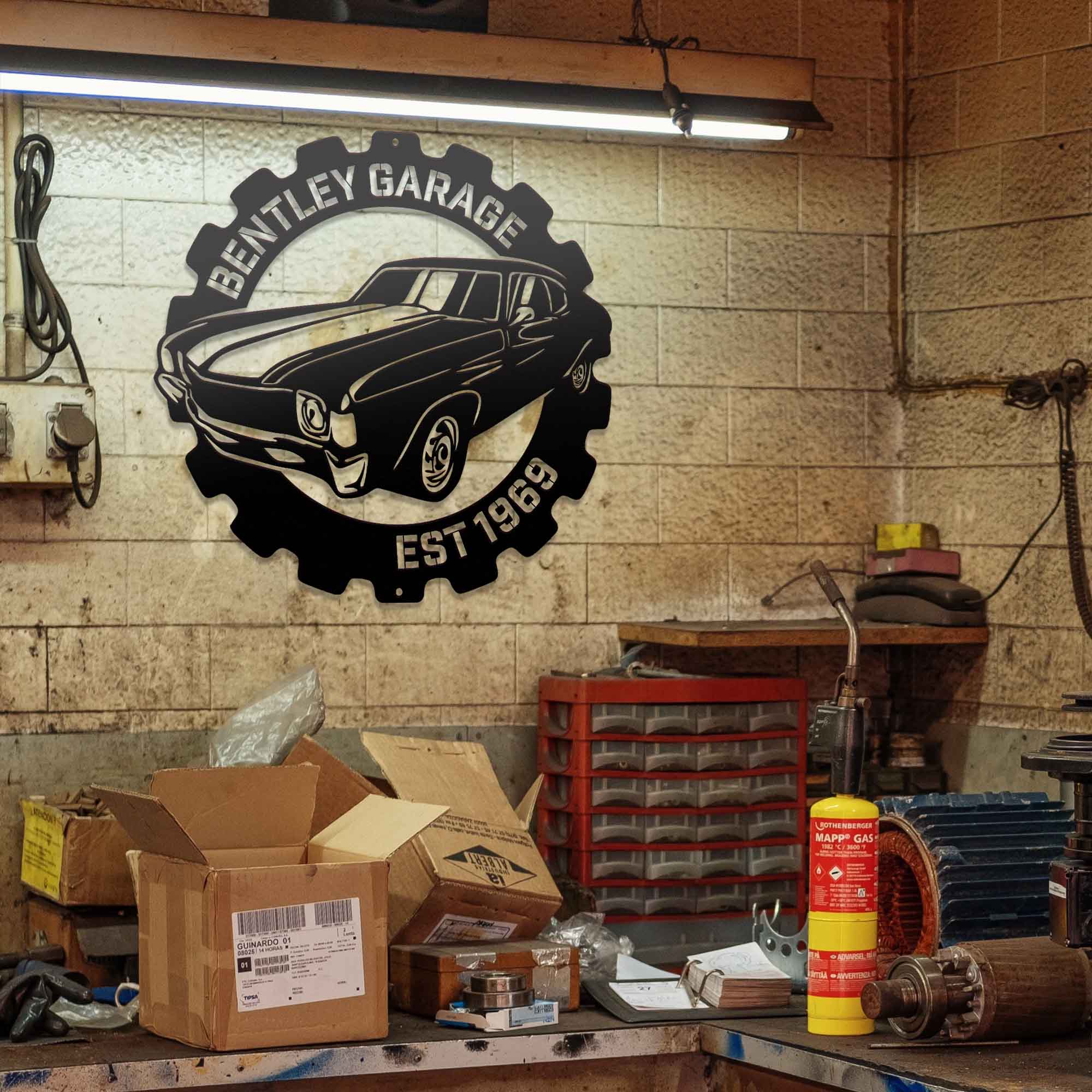 Classic Muscle Car Garage Sign - Personalized Metal Wall Art Metal Art - Throttle Mania