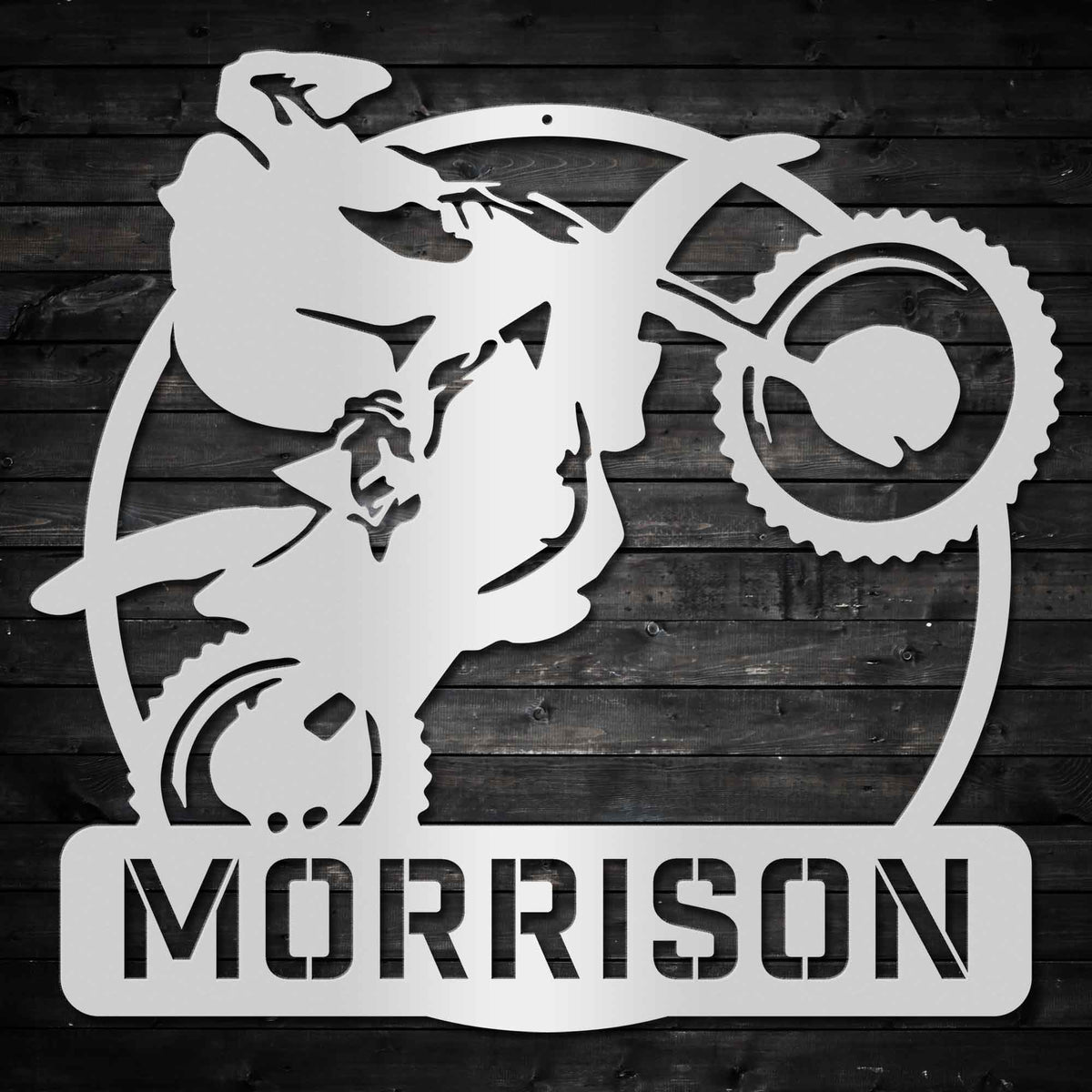 Dirtbike Wheelie - Personalized Metal Wall Art Metal Art - Throttle Mania