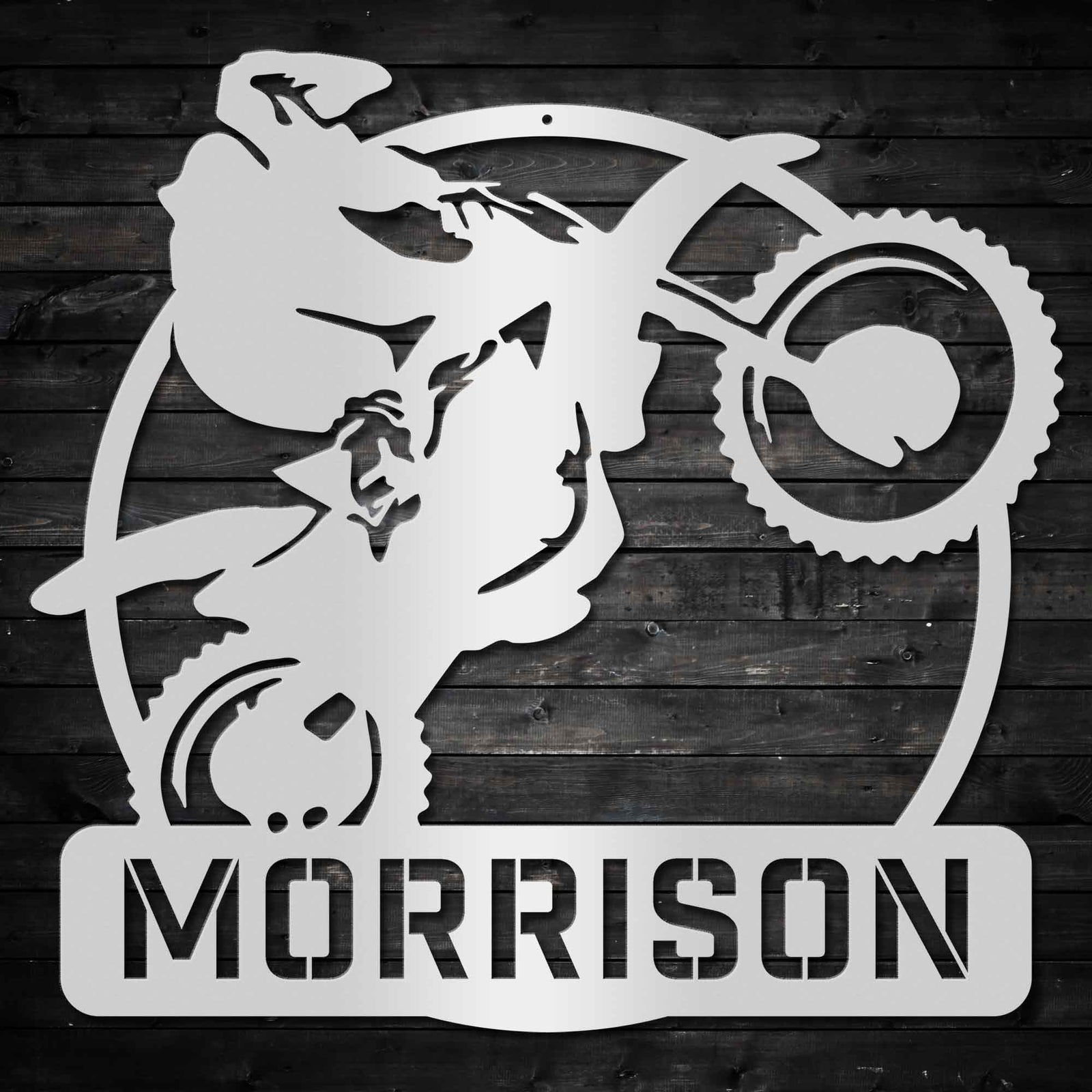 Dirtbike Wheelie - Personalized Metal Wall Art Metal Art - Throttle Mania