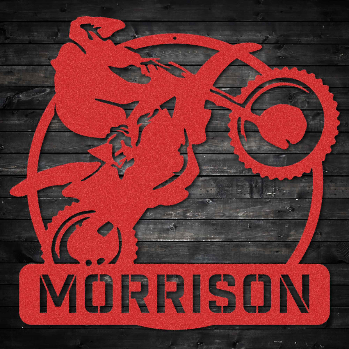 Dirtbike Wheelie - Personalized Metal Wall Art Metal Art - Throttle Mania