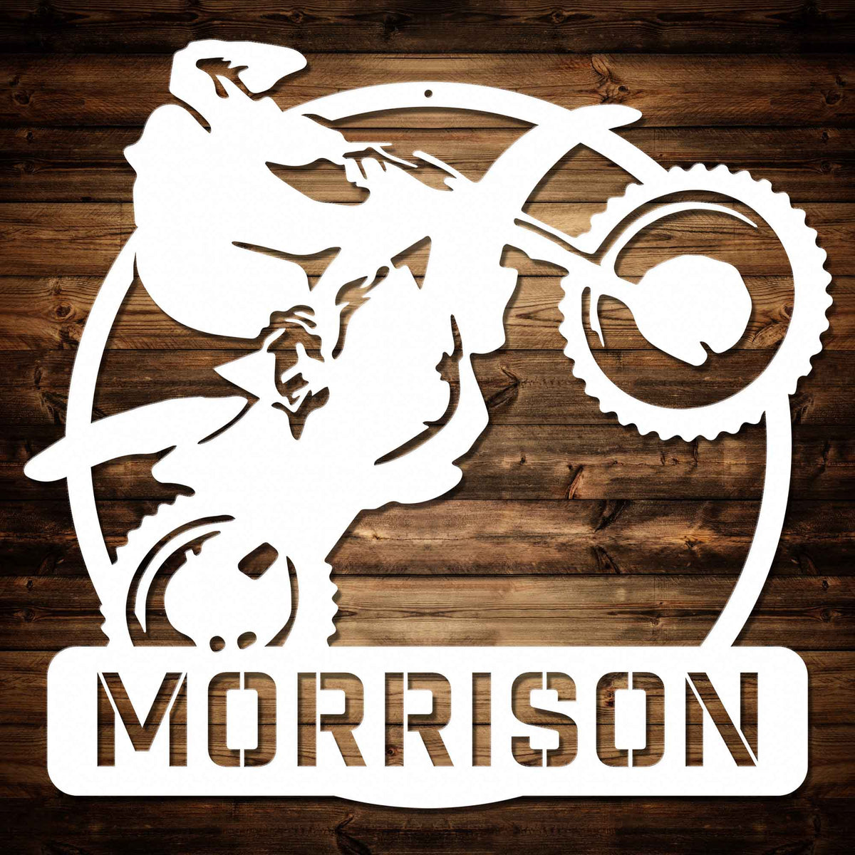 Dirtbike Wheelie - Personalized Metal Wall Art Metal Art - Throttle Mania