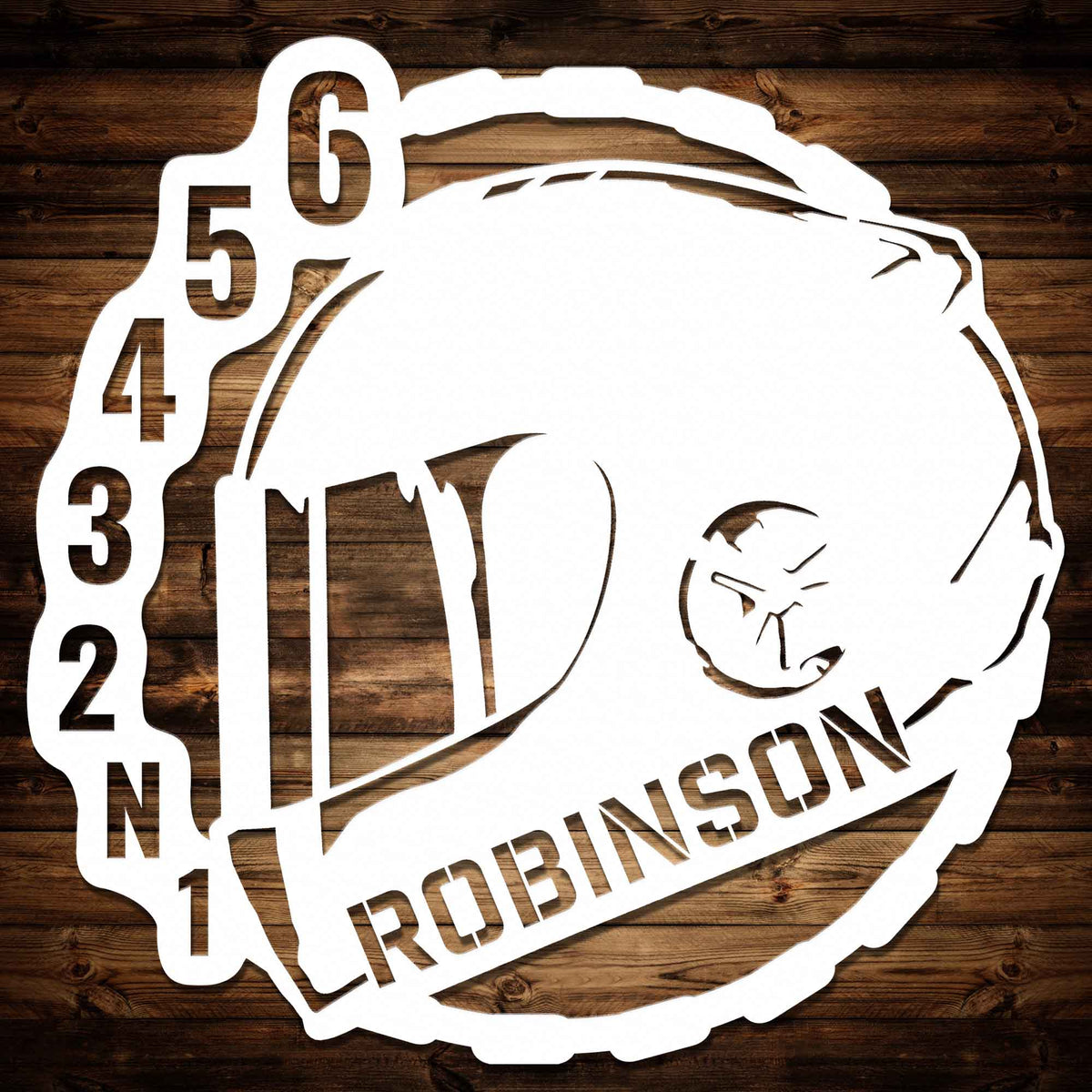 Full Face Helmet With Gearing - Personalized Metal Wall Art - 0075 Metal Art - Throttle Mania