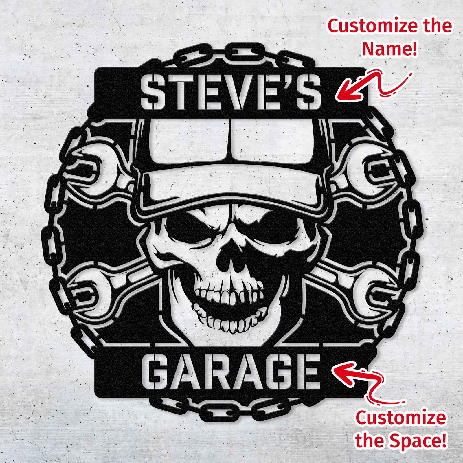 Skull Mechanic - Personalized Metal Wall Art Metal Art - Throttle Mania